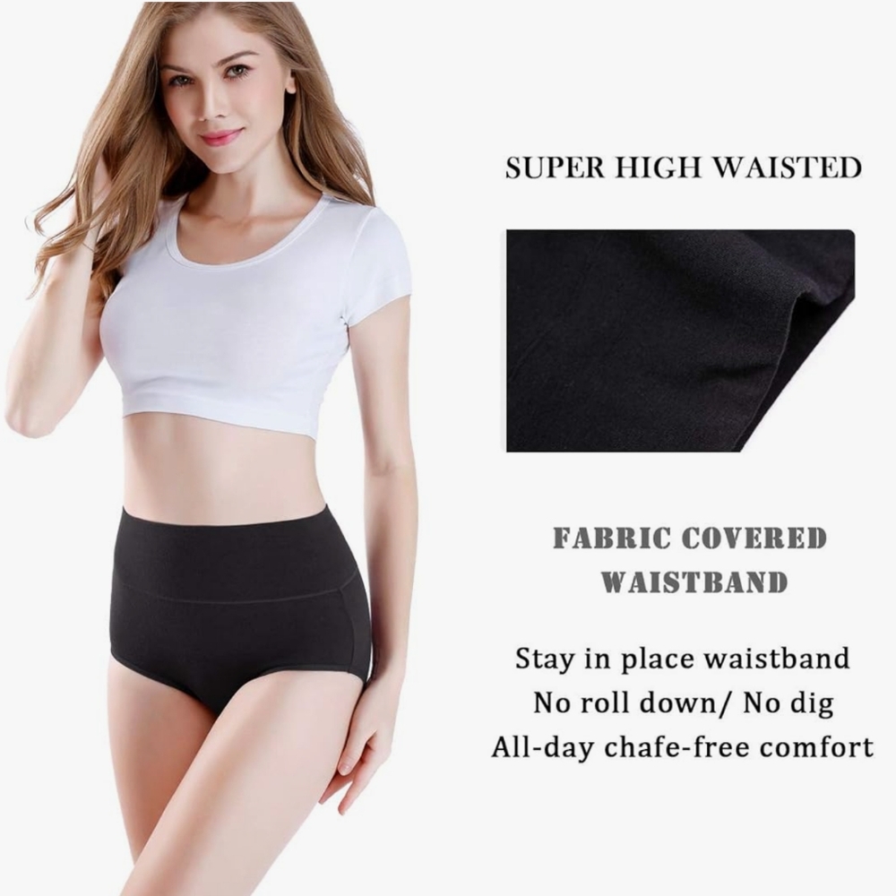 4-Pk wirarpa Womens Cotton Underwear High Waisted Ladies Full Coverage Brief